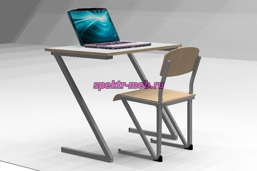 Комплект стол ученический одноместный, НЕрегулируемый по высоте, ножка-Z и стул ученический, НЕрегулируемый по высоте, ножка-Z